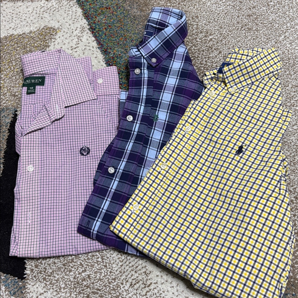 Boys Ralph Lauren and Izod long sleeve dress shirts. 18-20